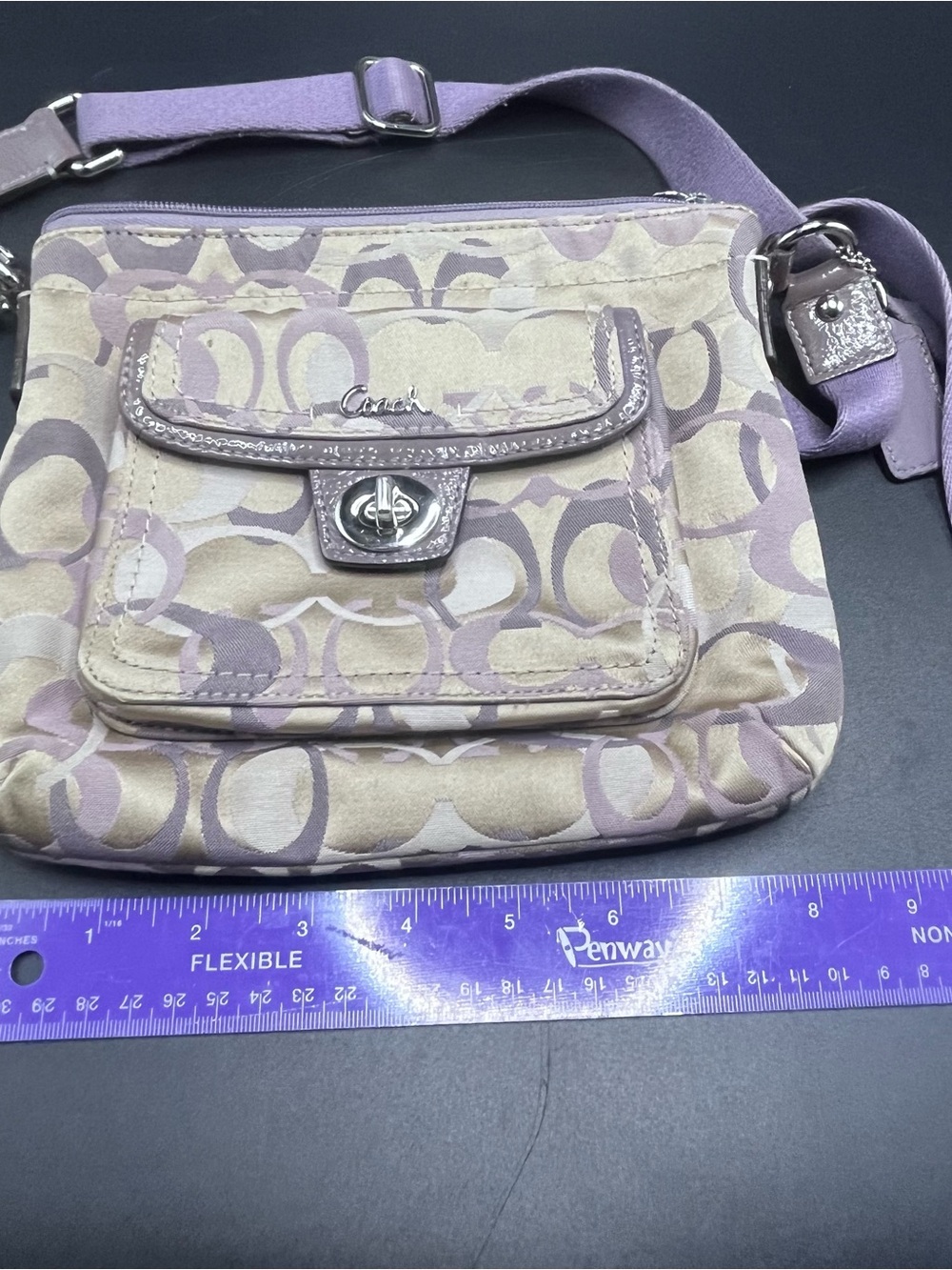 Vintage Y2K Coach Penelope Signature Jacquard Pocket Turn Lock Swingpack F45670 - Picture 14 of 16